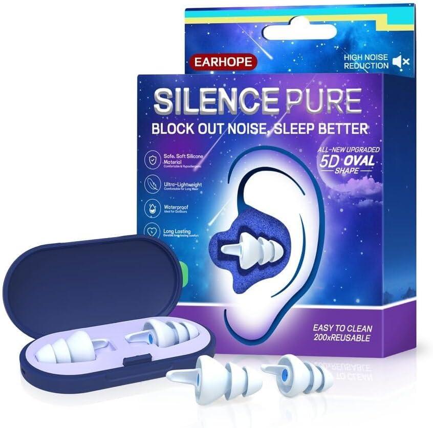 2 Pairs Ear Plugs - Soft Silicone Ear Plugs for Noise Reduction (35dB) 3D Oval