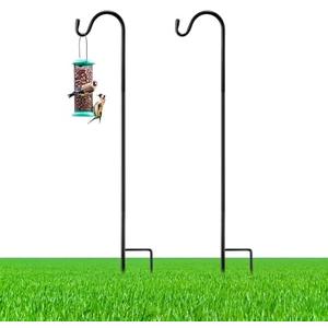Yetene 2 Pcs 45 Inch Shepherds Hook for Outdoor Adjustable Bird Feeder Pole Metal Steel Shepard Hooks for Hummingbird Stand Feeder Pole for Garden Plant, Lantern, Hanging Wedding Decor - Black