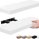 Sorbus Floating Shelves for Wall, Bathroom Shelves Wall Mounted for Kitchen, Bedroom, Bathroom Storage Over Toilet, Hanging Book Shelf for Wall Home Decor Living Room (White, 2 Pack)