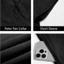 Wenrine Womens Summer Denim Mini Dress Oversized Peter Pan Collar Short Sleeve Casual Flowy Babydoll Jean Dresses (Black), Medium