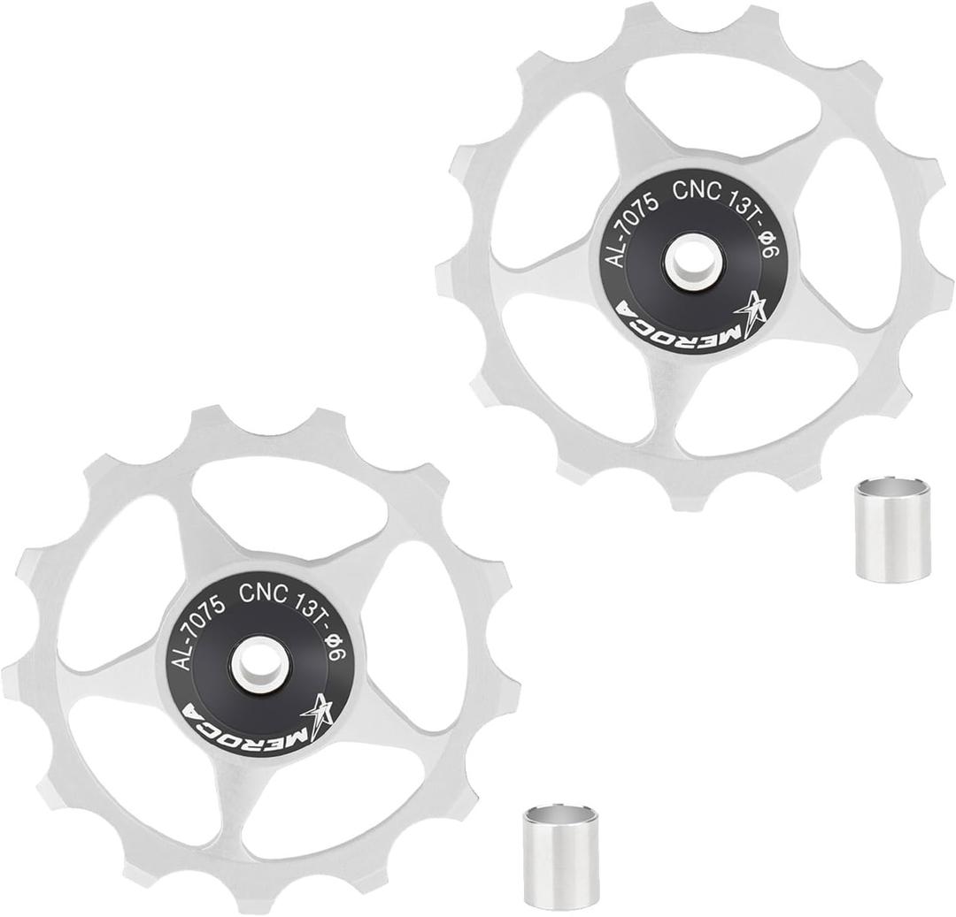 2PCS 13T Bicycle Rear Derailleur Pulley Jockey Wheel Aluminium Alloy Guide Wheel Bike Derailleur Accessories Guide Roller Part for Mountain Road Bikes Bicycles