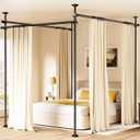 BONPALLY Room Divider Curtain Rod for Wide Space Room Separation, 28-171inch(W) 4-10ft(H) Adjustable No Drilling Tension Curtain Rods, Heavy Duty Temporary Privacy Wall Divider, Black