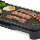 Amazon Basics Electric Griddle with Nonstick Ceramic Coating, Flat Grill for Pancake, 10 x 20 inches, Black