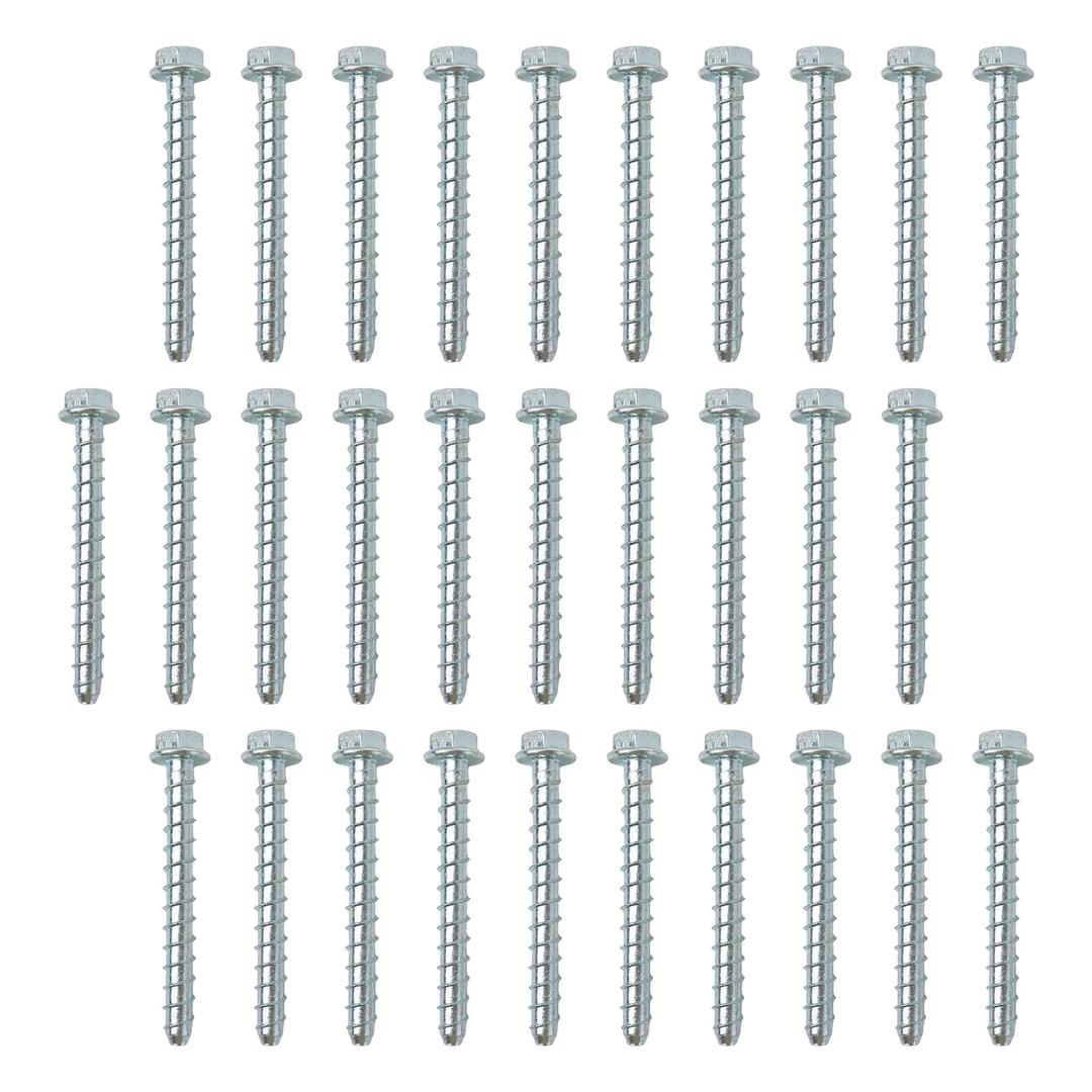 50Pcs 3/8 x 3 Concrete Screws, Masonry Screws Heavy Duty Carbon Steel, Zinc Plated Hex Head Large Diameter Concrete Anchors Fits for Brick, Blocks, Cement