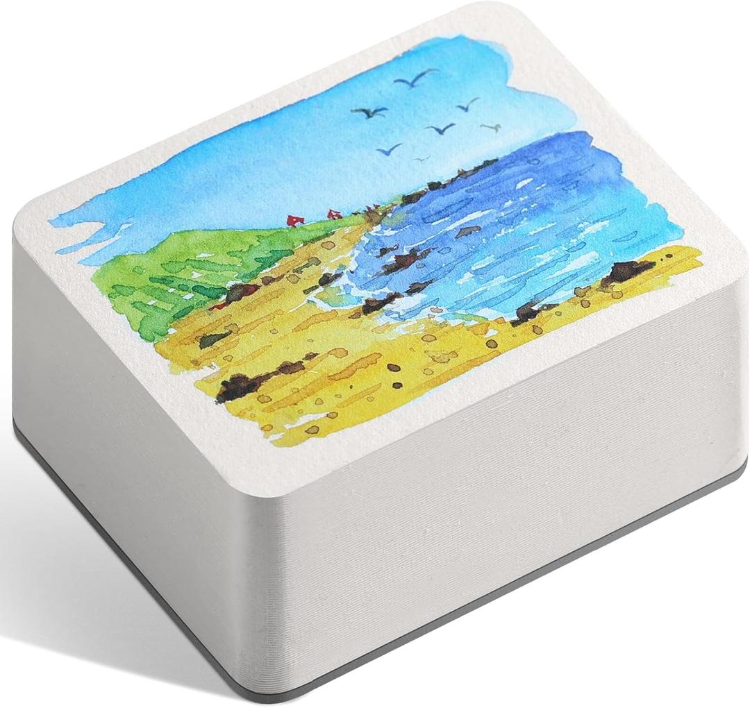 FLUNBRATO 80 Sheets Mini Watercolor Paper Pads, 2.6 x 3.3 Inch, 100% Cotton, Hot Press Acid Free Tiny Travel Watercolor Notebooks, Two-Edge Glue Binding Compact Mixed Media for Painting