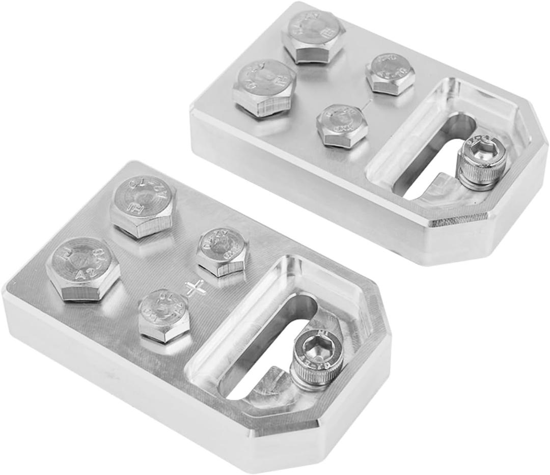 Bevinsee 4 Spot Car Audio Flat Battery Terminals Bolt Use Only, Positive and Negative (+/-)(Pair) for XS Power M6 Standard Batteries with M6 M8 Bolts, for 18 GA to 2/0 SHCA Cable
