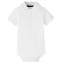 Teach Leanbh Baby Boys Pure Color Cotton Short Long Sleeve Polo Bodysuit 3-24 Months (White, 12 Months)