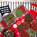 Lenyunge Plaid Christmas Plates and Napkins,Plaid Dinnerware Buffalo plaid Christmas Red and Green Plates and Napkins for Winter christmas Holiday Decorations