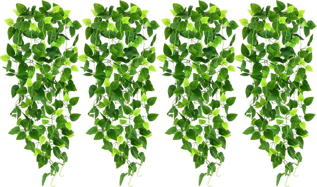 CEWOR 4pcs Artificial Hanging Plants 2.9ft Fake Ivy Vine Fake Ivy Leaves for Wedding Wall House Room Patio Indoor Outdoor Home Shelf Office Decor