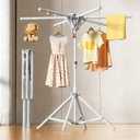 Floding Clothes Drying Rack Portable Foldable Laundry Drying Rack Collapsible with Hanger Outdoor Indoor, Metal