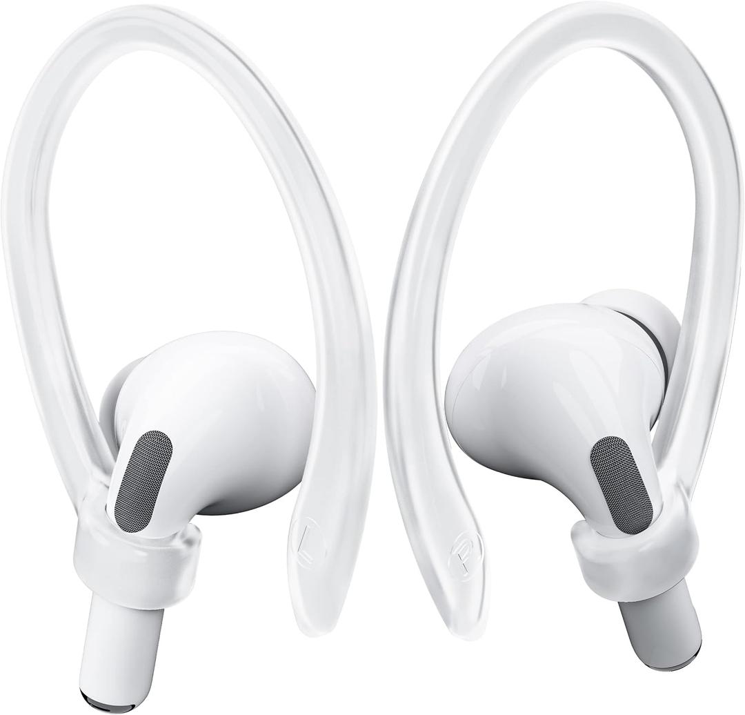 AirPods Ear Hooks - Upgraded Anti Slip Sports Clip Hooks for AirPods 1, 2, 3, 4, Pro and Pro 2 Transparent