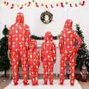 ANGELGGH Family Matching Christmas Onesie, Cute Vacation Xmas Print One Piece Pajamas, Hooded Holiday Sleepwear Nightwear PJs (Red, XL)