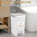Small Bathroom Trash Can with Lid and 3 Rolls Trash Bags, Step Pedal Wastebasket Plastic Garbage Can with Pop-Up Lid 2.6 Gallon Bin for Kitchen, Bedroom, Office, Dorm, Laundry, Toilet, Rv, White
