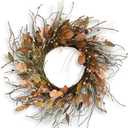 26 Inch Fall Wreath for Front Door Pip Berry Pinecone Autumn Wreath with Pine Needle and Magnolia Leaves, Large Grapevine Wreaths for Fall Door Decor Farmhouse Wall Window Home Decoration (Pinecone Wih Dark Leaf)