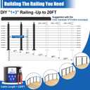 CKE 10-15ft Complete Set 36" Cable Railing Post Kit, 3Pack Adjustable Top Level Drilled Line Posts(35"x2"x2"), 220ft 1/8" Wire Rope, Black Swageless Invisible Cable Railing Kit (No Handrail) LPS01