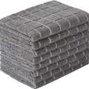 Microfiber Dish Towels - Soft, Super Absorbent and Lint Free Kitchen Towels - 7 Pack (Lattice Designed Gray Colors) - 26 x 18 Inch