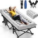Camping Cots for Adults, Upgraded Folding Camping Cot Heavy Duty Deluxe Size Sleeping Cots Bed 1200D Double Layer Oxford Camping Cot Mattress Portable cot Bed for Home Beach Travel, 550LBS