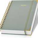 Aesthetic Thick Spiral Notebook Journal For Women in B5 Format - Stylish Linen Hardcover College Ruled Note Book w 300 Lined Pages - Cute Supplies For Bible Study & Staying Organized at Work or School (Sage Green)