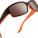 KastKing Skidaway Polarized Sport Sunglasses for Men and Women,Ideal for Driving Fishing Cycling and Running,UV Protection (Color: Frame: Matte Orange Blackout / Lens: Copper Base - White Steel Mirror)