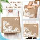 Coume 10 Pack Beach Burlap Tote Bags Bulk Large Beach Jute Tote Bags with Handles 14.2"x 12.6"x 7.5" for DIY Wedding Gift(White)