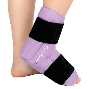 Comfytemp Ankle Foot Ice Pack Wrap for Plantar Fasciitis Relief, Ankles Brace for Sprain, Heel Spur, Swelling, Achilles Tendonitis, Cold Bag for Injuries Reusable, Hot Cold Compress, 1 Pack (Black)