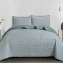 Ellen Tracy Quilt King Green Stripe 104 x 90 in