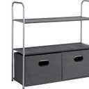 Amazon Basics Closet Storage Organizer with Fabric Bins, Drawers and 3 Shelves, Grey, 32.7" x 12.2" x 31"
