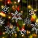 66 Pieces Acrylic Snowflakes Ornaments Clear Snowflake Winter Snowflake Crystal Hanging Decor Plastic Snow Decoration for DIY Home Party, 1.7/2/ 3.3/3.7 Inch