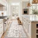 Madane Hallway Runner Rug 2'6''x10' Kitchen Runner, Non Slip Vintage Runners for Hallways Washable Kitchen Rugs Soft Low Pile 2.5x10 ft Rug Runner for Laundry Room, Entryway and Bedroom, Brown/Gold