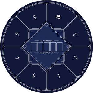 nuveti Round Poker Mat for Texas Holdem | Portable Poker Table Top with Art Deco Layout Print 6-8 Player Game Layout Mat to Play Cards, Poker Games, Blackjack, Casino, 39''X 39''X 2MM