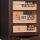 MET-1031 Cigar Humidor Cabinet for 150 Cigars Spanish Cedar Lining, Digital Hygrometer, Magnetic Seal, 3 Drawers + Accessory Storage Gift for Cigar Aficionados, Dark Brownish Red 