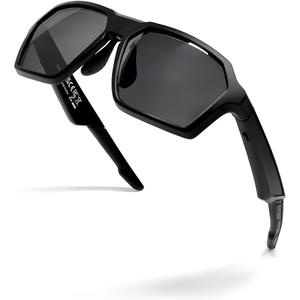 Ai Smart Glasses Running Sunglasses Mens Cycling Glasses Translation for Travel Smartglasses With Bluetooth Speaker (Black)