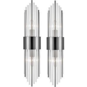2-Light Modern Wall Sconce Titanium Black Metal with Clear Class Crystal Vanity Wall Sconce Lighting for Bedroom Living Room Bathroom Light Fixtures Set of 2