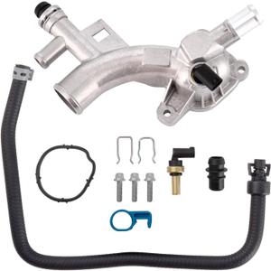 Engine Coolant Housing Water Outlet Aluminum with Hose - Repalcement for Chevy Cruze, Sonic, Trax and Buick Encore 1.4L - Replaces 25193922, 13251447 and More (Housing & 1 Hose)