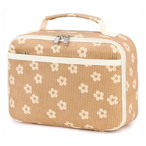 Bluboon Kids Girls Lunch Bag Insulated Lunch Box for school Corduroy Lunch Cooler Organizer School Kids Lunch Tote (Blue Flower 95)