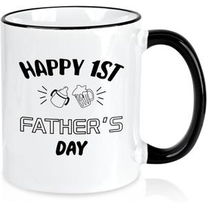 First Time Dad Gifts, New Dad Gifts, Happy 1st Father's Day Coffee Mug, First Fathers Day Gift for New Father, Fathers Christmas Gift for Papa, 11Oz (White)