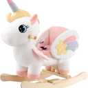 FUNLIO Unicorn Baby Rocking Horse, Rainbow Fairy Unicorn Rocking Horse for Toddlers 6 Months to 3 Years, Stuffed Ride-on Animal Rocker, Easy to Assemble, CE & CPC Certified, Large