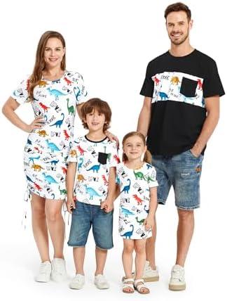 PATPAT Matching Family Outfits Mommy and Me Summer Outfits Short Sleeve Bodycon Dresses and T-Shirts, XL