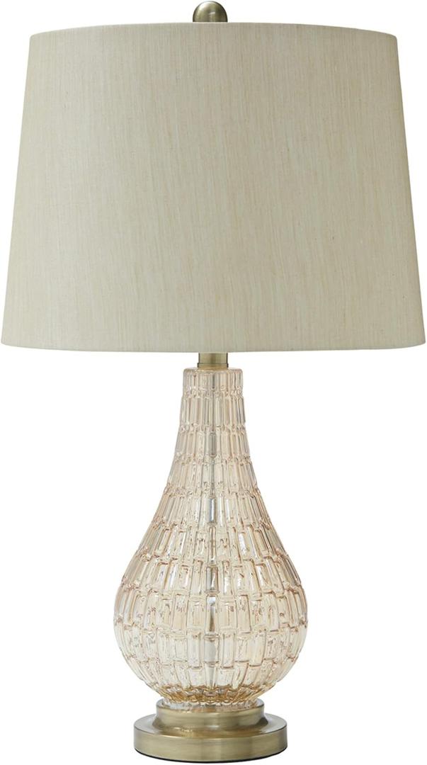Signature Design by Ashley Latoya Contemporary 25" Curved Glass Table Lamp, Champagne