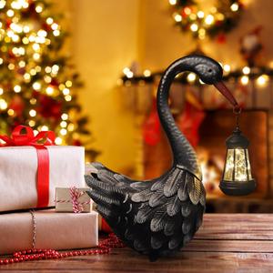 HONGLAND Black Swan Solar Garden Statue Outdoor Decor Bird Decor Lawn Ornament for Backyard Patio Porch Poolside