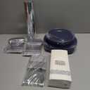 Hioasis 175pcs Blue and Silver Plastic Plates - Elegant Disposable Dinnerware Set Suitable for 25 Guests Include 10.25" Dinner & 7.5" Dessert Plates, Cutlery, Napkins, Cups for Party & Wedding