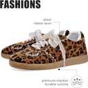 UBWDU Lace Fashion Ballet Sneakers for Women Trendy Cute Crochet Ribbon Lace-Up Casual Spring Shoes, 7, Leopard