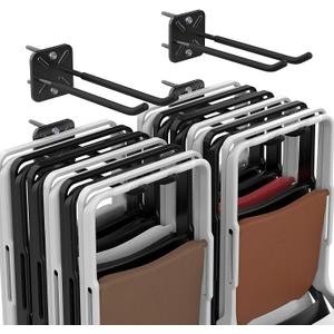 Garage Hooks, Heavy Duty Garage Hooks -12.4 Inch Wall Mount Hangers for Chairs, Power Tools, Garden Tools, Tires & More - Max 120 lbs (2-Pack)