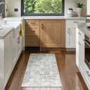 Lahome Vintage Floral Entryway Rug, 2x3 Kitchen Rugs Non-Slip Washable Indoor Door Mat Entrance,Ultra-Thin Soft Front Door Mat for Bathroom Small Throw Carpet for Bedroom(2x3ft,Grey)