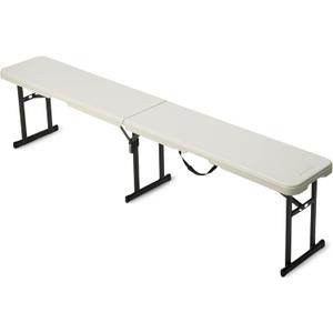 Amazon Basics 6ft Foldable Bench for Indoor & Outdoor Use with Carrying Handle, White