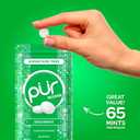 PUR Mints | Aspartame Free Breath Mints | Made with Xylitol | Sugar Free, Vegan, Gluten Free | Natural Spearmint Flavor | 65 Pieces in Re-Sealable pouch (Pack of 1) (EXP 03/22/28)