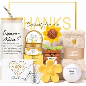 Administrative Professionals Day Gifts, Employee Appreciation Gifts, Thank You Recognition Gift with 16oz Difference Maker Glass, Gift Basket for Teacher, Coworkers, Boss, Nurse, Women, Thanksgiving