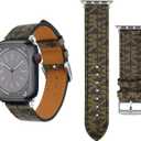 Compatible with Apple Watch Band 49mm 45mm 44mm 42mm 41mm 40mm 38mm for Women Men, Classic Designer Leather Replacement Strap for Apple iWatch Ultra/Ultra 2 Series SE SE2 9/8/7/6/5/4/3/2/1