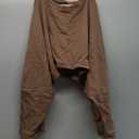 Tankaneo Womens Long Ballon Sleeve Sweatshirts Tops Cropped Crew Neck Loose Fit Casual Workout Shirts (Medium, Brown)