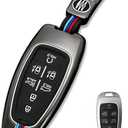 Heavy Key Fob Cover Metal Key Case Protector Compatible for Tucson Santa fe Sonata 2020-2024 (HYJ7-Gray)